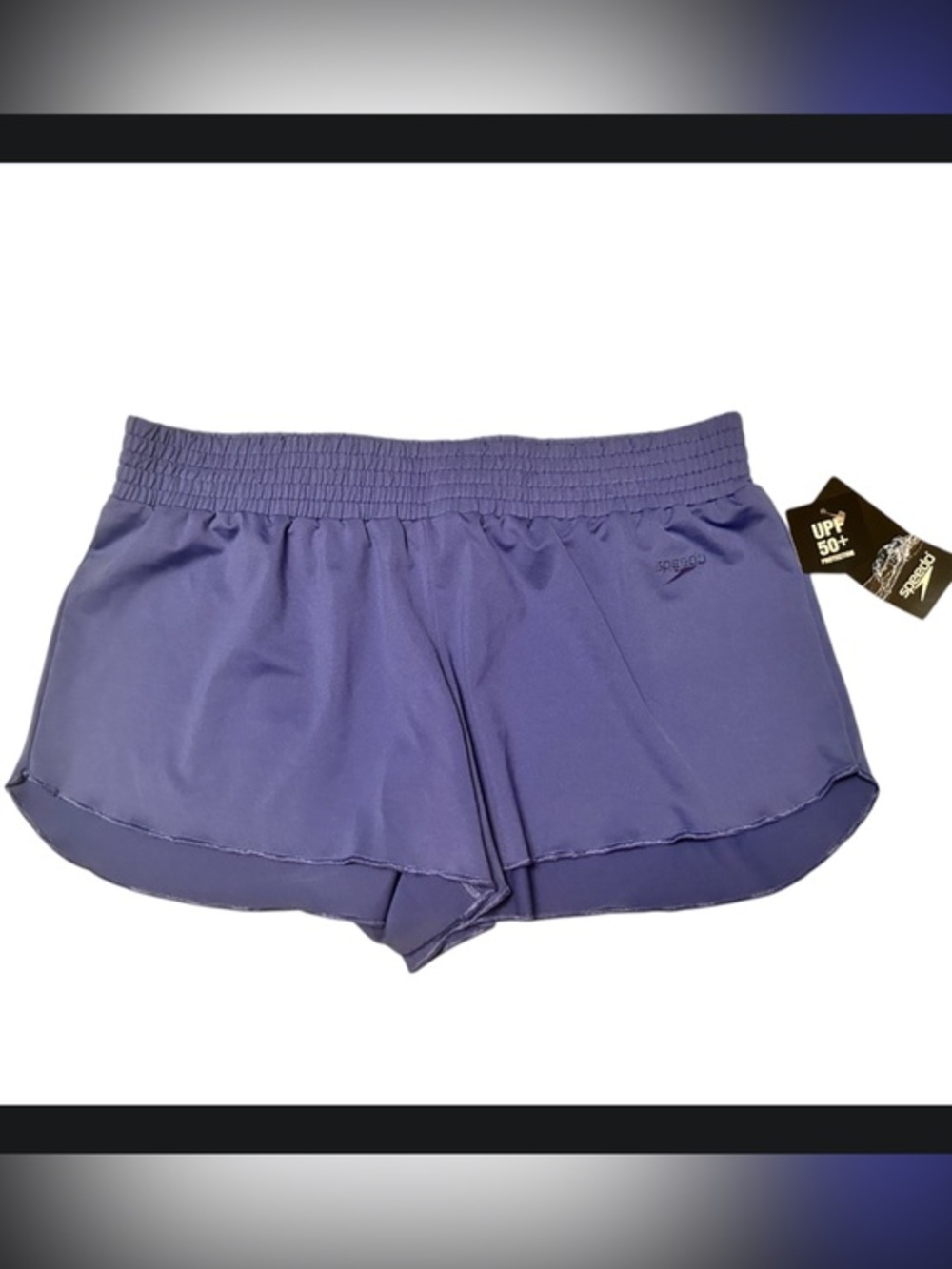 NWT Speedo UPF 50+ Swim Cover Up Shorts Blue Purple Women’s Small Beach Athletic